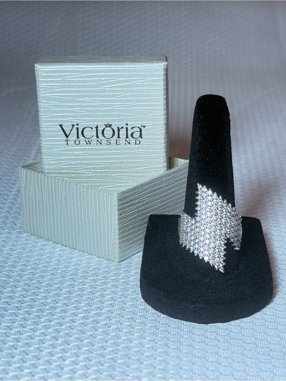 Victoria Townsend Silver Crystal Chevron Ring